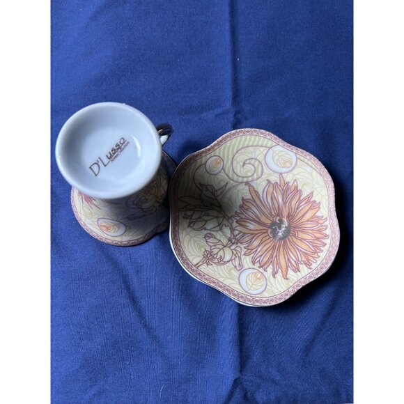 D’Lusso Home Collection Floral Teacup & Saucer Set Gold Handle Porcelain Vintage - Picture 6 of 9